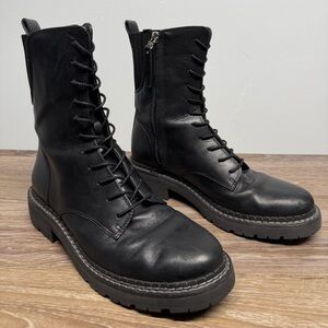 Sam Edelman Lex Leather Combat Boots Womens Size 7 Color Black